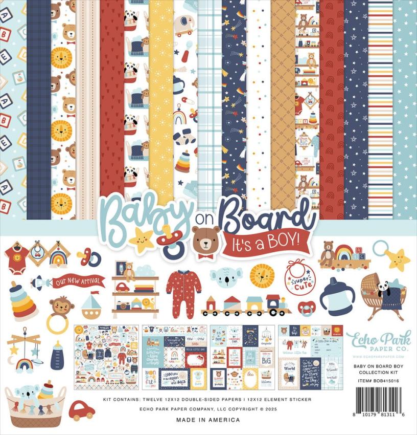 Echo Park - Designpapier "Baby On Board It's a Boy!" Collection Kit 12x12 Inch - 12 Bogen