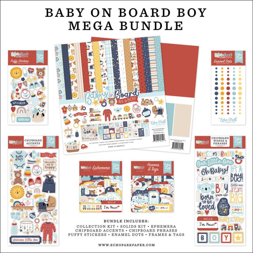 Echo Park - Komplettpaket "Baby On Board It's a Boy!" Mega Bundle