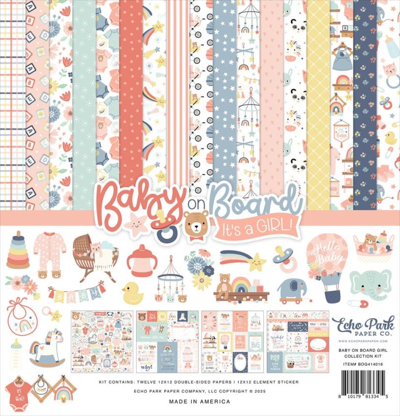 Echo Park - Designpapier "Baby On Board It's a Girl!" Collection Kit 12x12 Inch - 12 Bogen