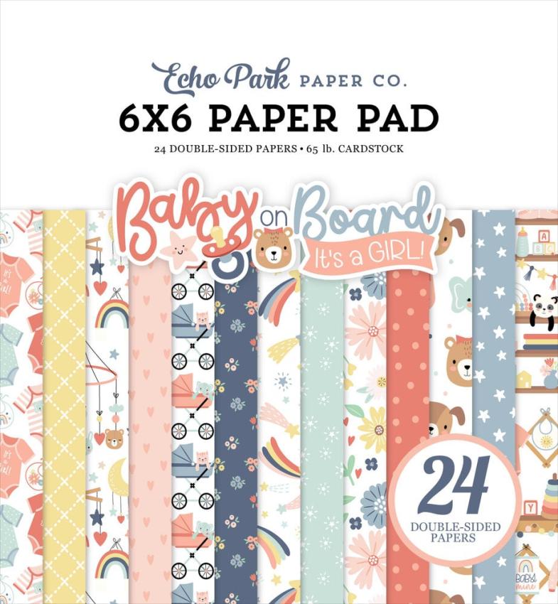 Echo Park - Designpapier "Baby On Board It's a Girl!" Paper Pack 6x6 Inch - 24 Bogen