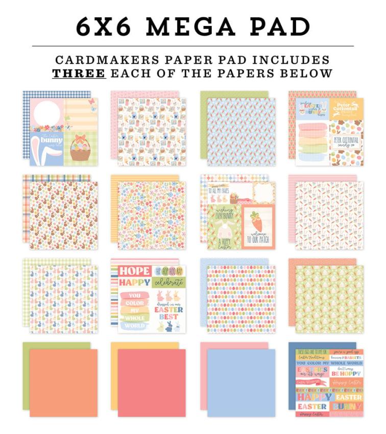 Echo Park - Designpapier "Bunnies And Baskets" Cardmakers Mega Pad 6x6 Inch - 48 Bogen