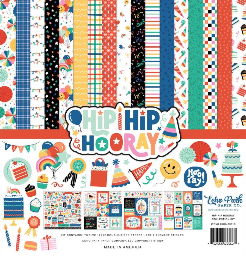 Echo Park - Designpapier "Hip Hip Hooray" Collection Kit 12x12 Inch - 12 Bogen