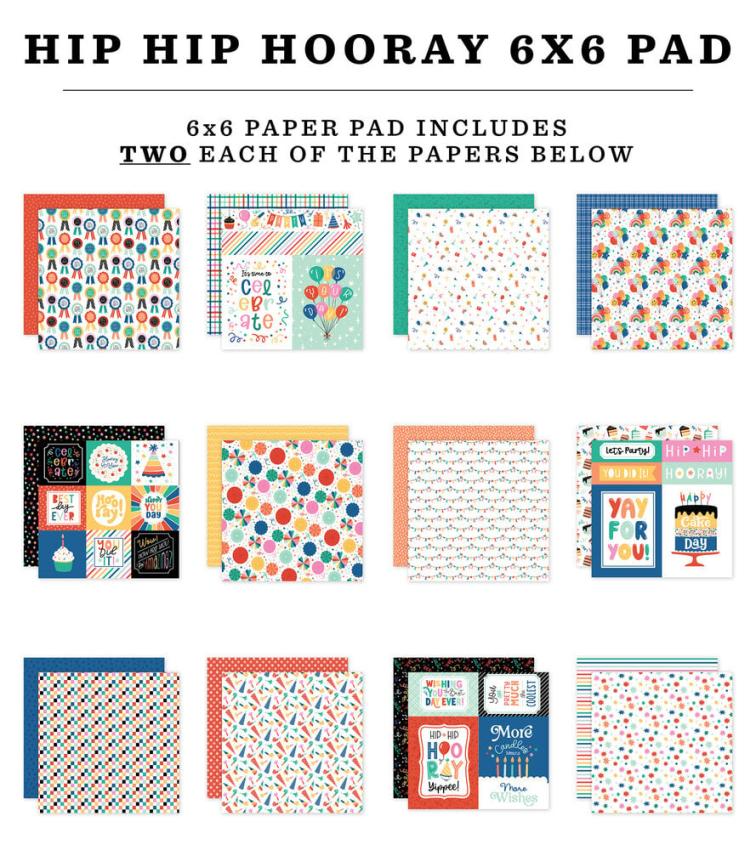 Echo Park - Designpapier "Hip Hip Hooray" Paper Pack 6x6 Inch - 24 Bogen