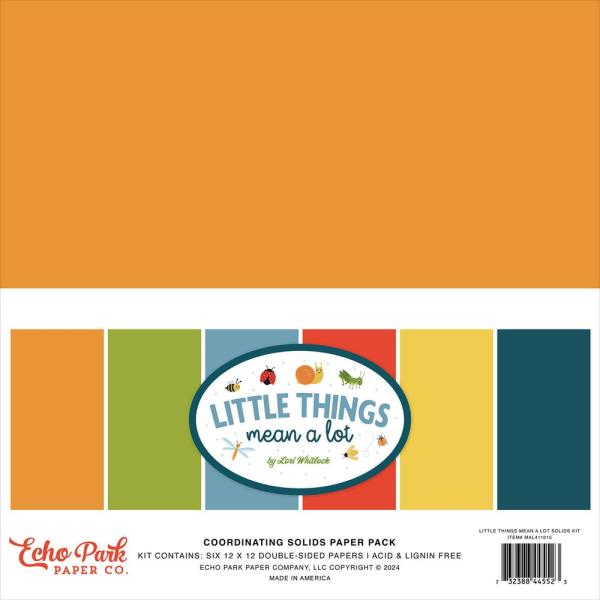 Echo Park - Cardstock "Little Things Mean A Lot" Coordinating Solids Paper 12x12 Inch - 6 Bogen 