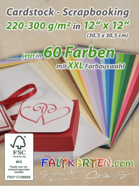 Cardstock "Struktur" 12"x12"  220g/m² (30,5 x 30,5cm) in struktur seidengrau