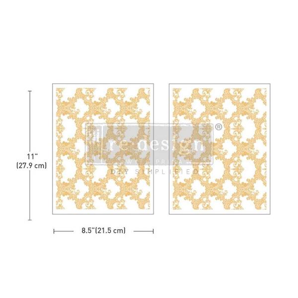 Re-Design with Prima - Transfer Aufkleber 8,5x11 Inch "Kacha Golden Lacework" Decor Transfer 2 Bogen 