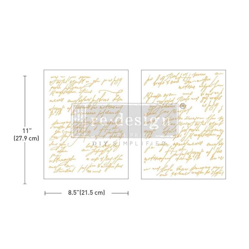 Re-Design with Prima - Transfer Aufkleber 8,5x11 Inch "Kacha Shimmering Script" Decor Transfer 2 Bogen 