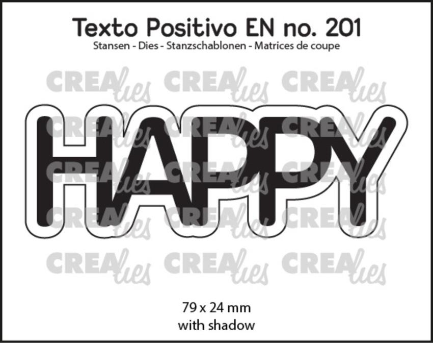 Crealies - Stanzschablone "HAPPY" Texto Positivo Dies