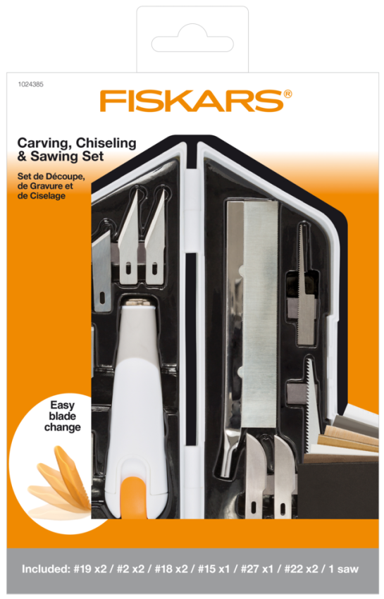 Fiskars - Hochleistungsmesserset - Carving, Chiseling & Sawing Set