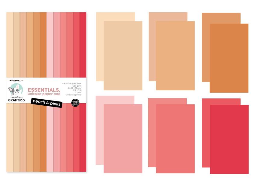 Creative Craft Lab - Studio Light - Cardstock "Peach & Pinks" Paper Pack 30x15cm - 24 Bogen