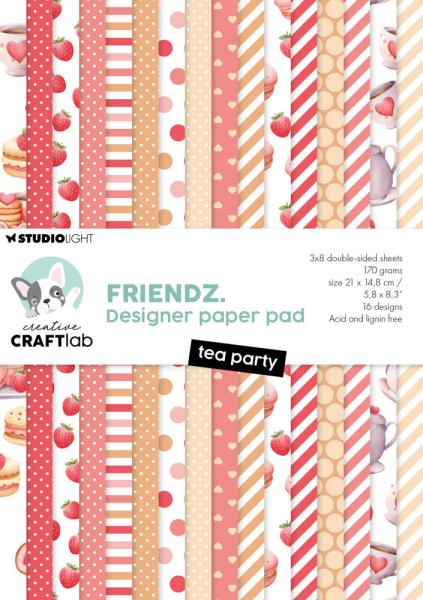 Creative Craft Lab - Studio Light - Friendz Designpapier "Pad Tea Party " Paper Pack 21x14,8 cm - 24 Bogen