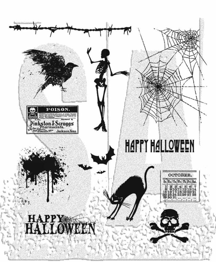 Stampers Anonymous - Gummistempelset "Mini Halloween" Cling Stamp Design by Tim Holtz