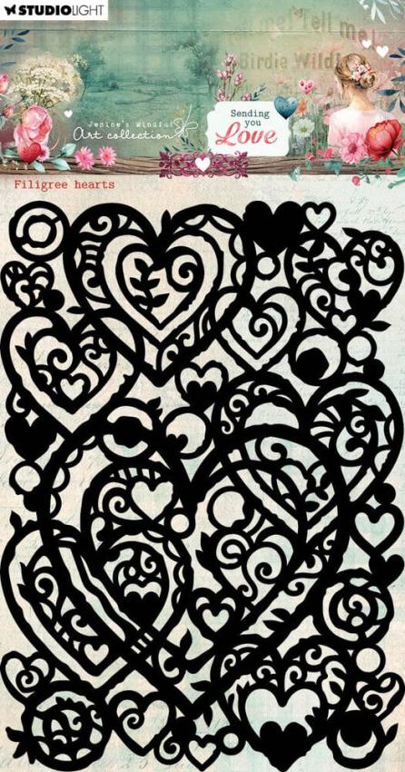 Studio Light - Schablone "Filigree Hearts" Stencil  