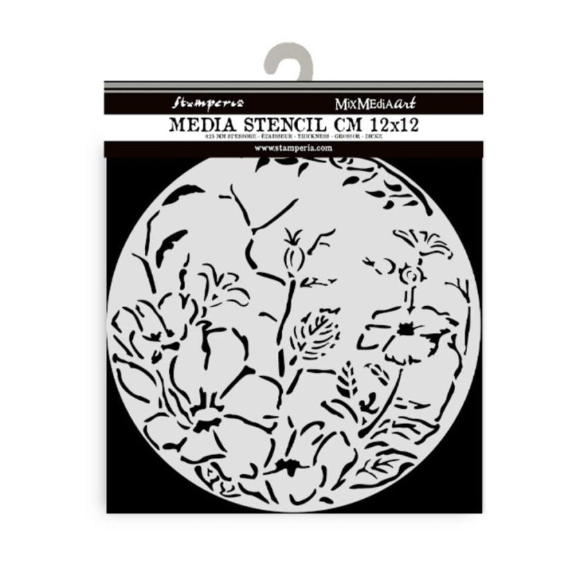 Stamperia - Schablone 12x12cm "Round Frame with Flowers" Stencil