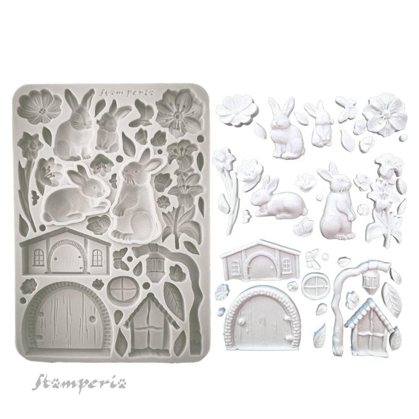 Stamperia - Gießform A5 "Rabbit and Flowers" Soft Mould 