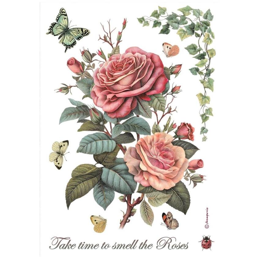 Stamperia - Decopatch Papier "Big Rose" Decoupage A4 - 6 Bogen  