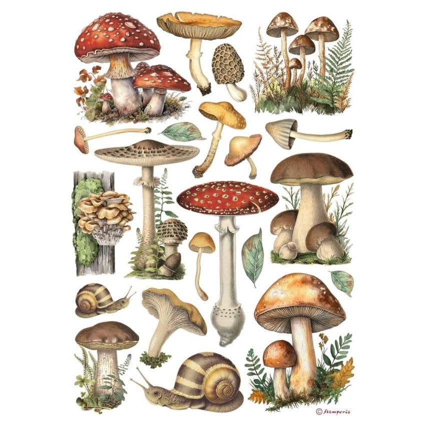 Stamperia - Decopatch Papier "Mushrooms" Decoupage A4 - 6 Bogen  