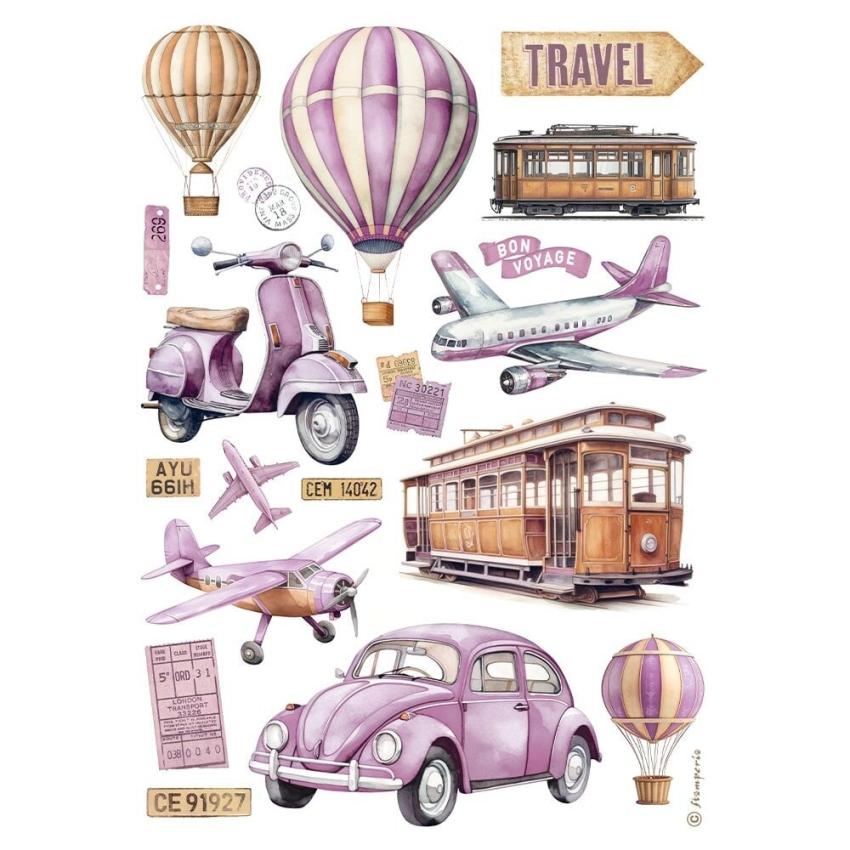 Stamperia - Decopatch Papier "Transports" Decoupage A4 - 6 Bogen  