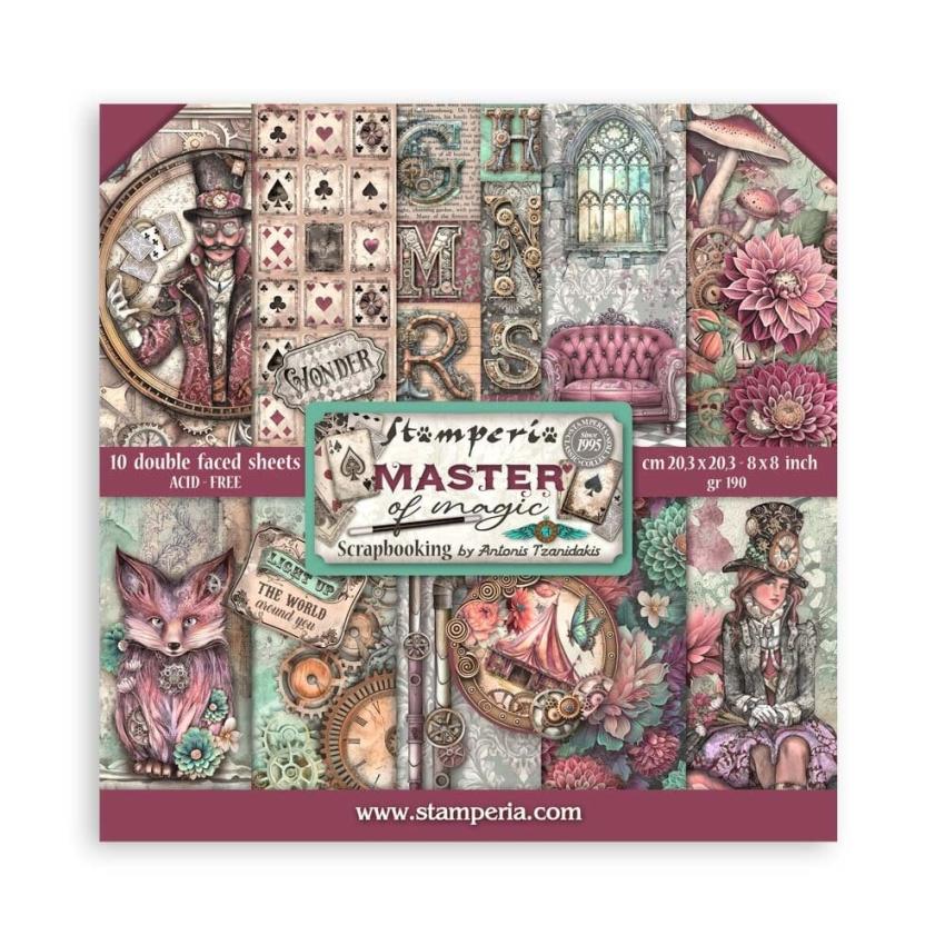 Stamperia - Designpapier "Master of Magic" Paper Pack 8x8 Inch - 10 Bogen