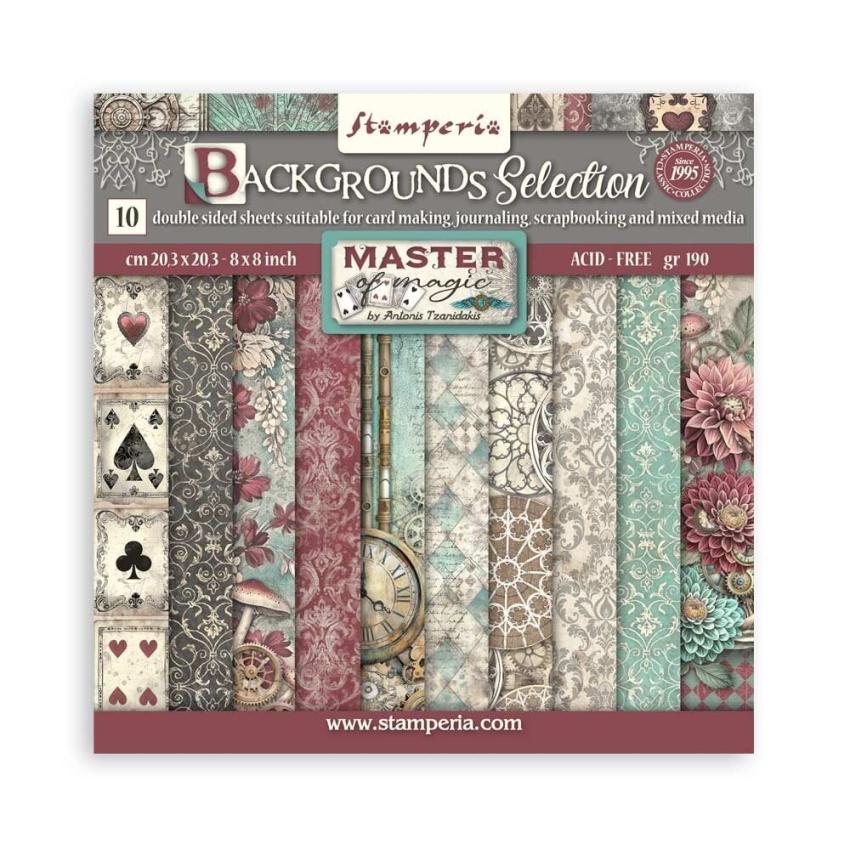 Stamperia - Designpapier "Master of Magic" Maxi Paper Pack 8x8 Inch - 22 Bogen