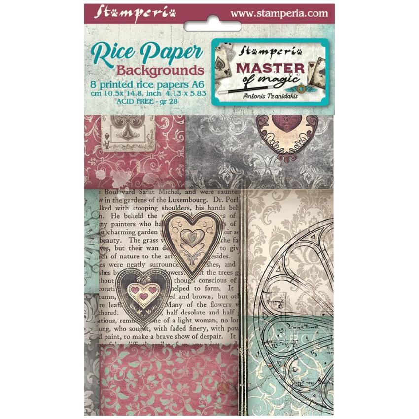 Stamperia - Decopatch Papier "Backgrounds" Decoupage A6 - 8 Bogen  