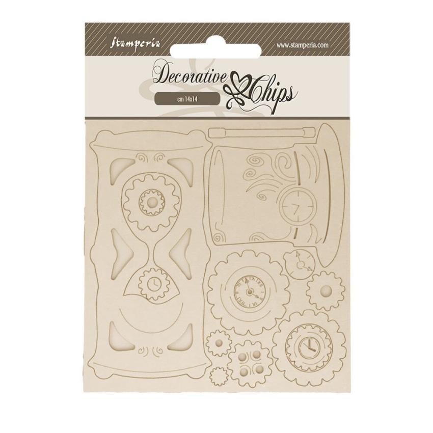 Stamperia - Holzteile 14x14 cm "Hourglass" Decorative Chips