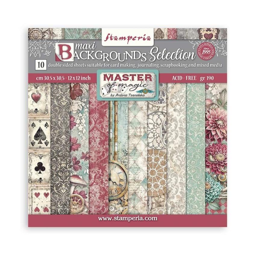 Stamperia - Designpapier "Master of Magic" Maxi Paper Pack 12x12 Inch - 10 Bogen