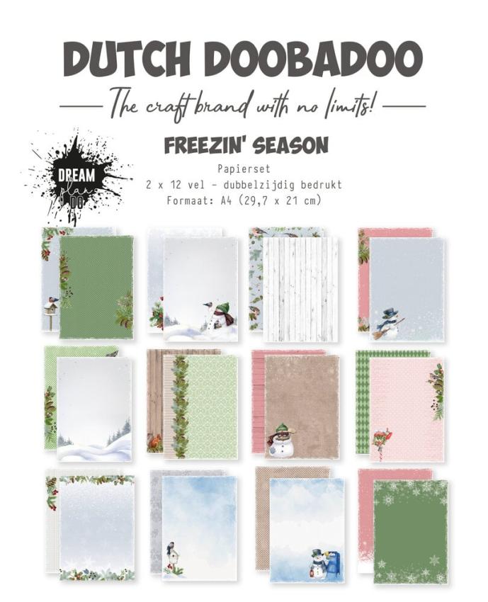 Dutch Doobadoo - Designpapier "Freezin' Season" Paper Pack 29,7x21cm - 24 Bogen