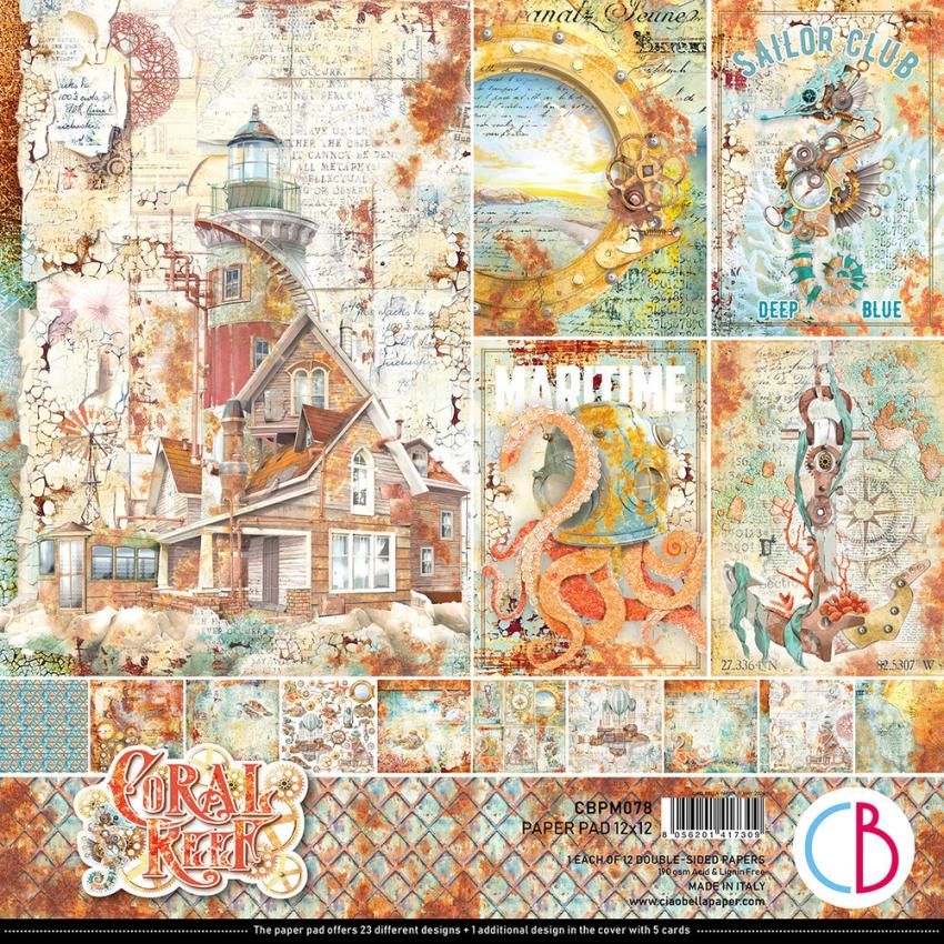 Ciao Bella - Designpapier "Coral Reef" Paper Pack 12x12 Inch - 12 Bogen