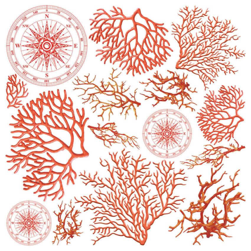 Ciao Bella - Pergamentpapier "Coral Reef" Vellum 6x6 Inch - 6 Bogen