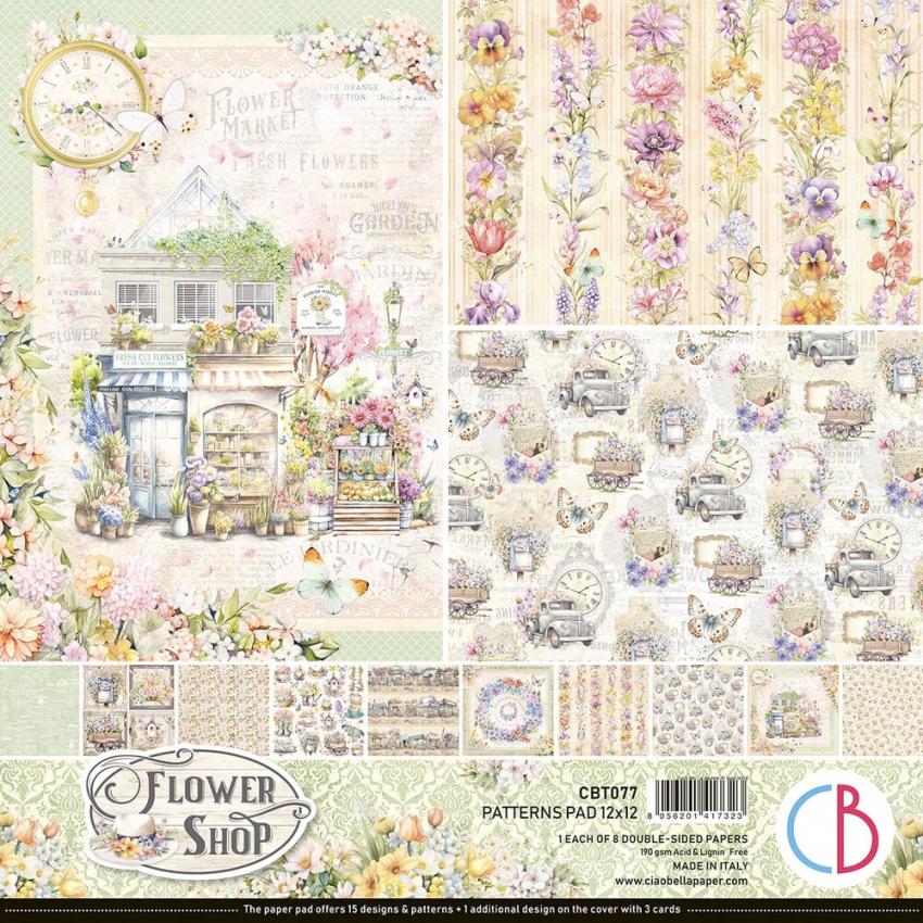 Ciao Bella - Designpapier "Flower Shop" Patterns Paper Pack 12x12 Inch - 8 Bogen