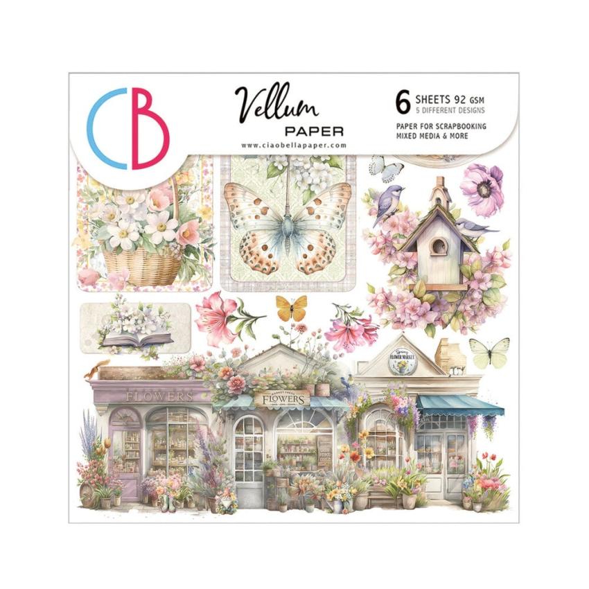 Ciao Bella - Pergamentpapier "Flower Shop" Vellum 6x6 Inch - 6 Bogen