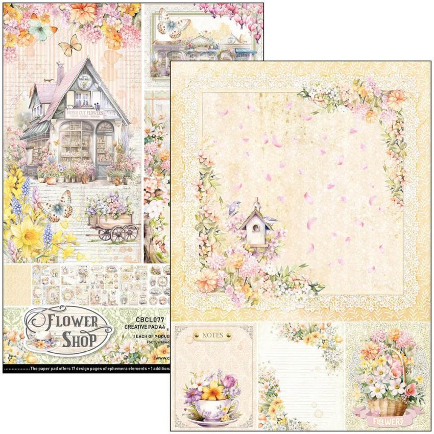 Ciao Bella - Stanzteile "Flower Shop" Creative Pad A4 - 9 Bogen