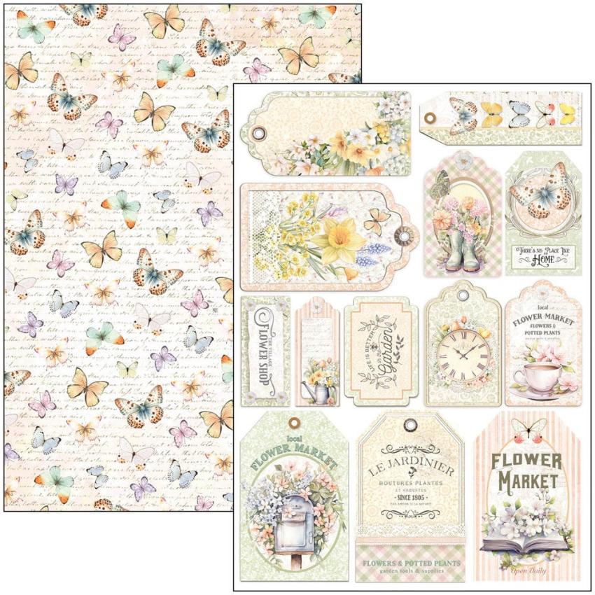 Ciao Bella - Stanzteile "Flower Shop" Creative Pad A4 - 9 Bogen