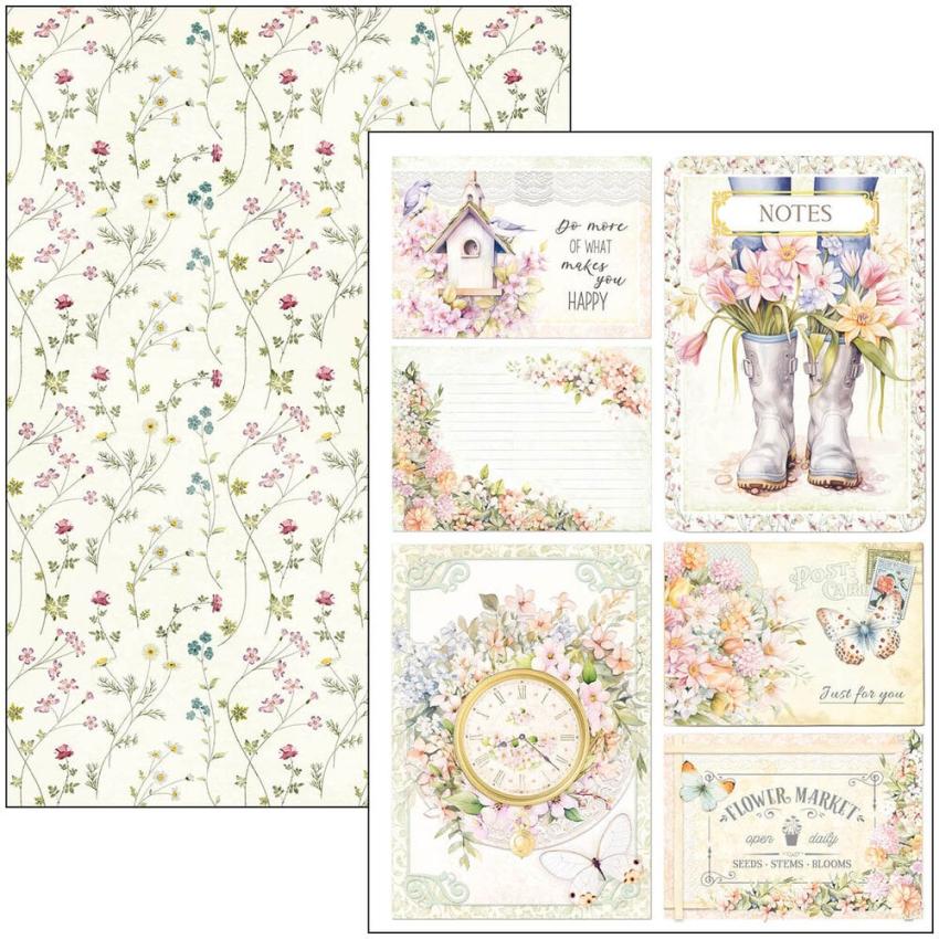 Ciao Bella - Stanzteile "Flower Shop" Creative Pad A4 - 9 Bogen