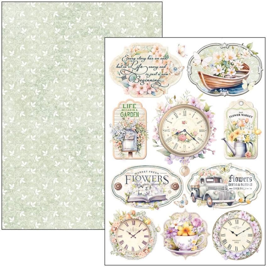 Ciao Bella - Stanzteile "Flower Shop" Creative Pad A4 - 9 Bogen