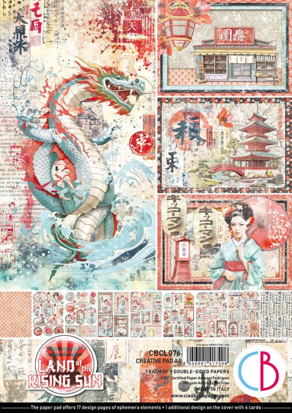 Ciao Bella - Stanzteile "Land of the Rising Sun" Creative Pad A4 - 9 Bogen