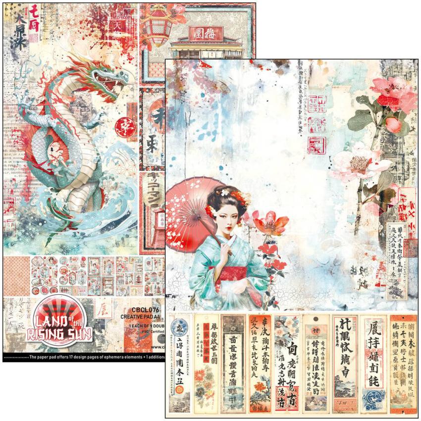 Ciao Bella - Stanzteile "Land of the Rising Sun" Creative Pad A4 - 9 Bogen