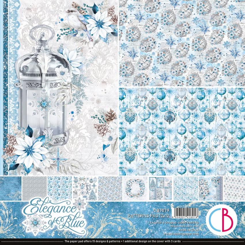 Ciao Bella - Designpapier "Elegance of Blue" Patterns Paper Pack 12x12 Inch - 8 Bogen