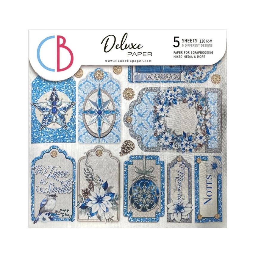 Ciao Bella - Designpapier "Silver" Deluxe Paper Pack A4 - 5 Bogen