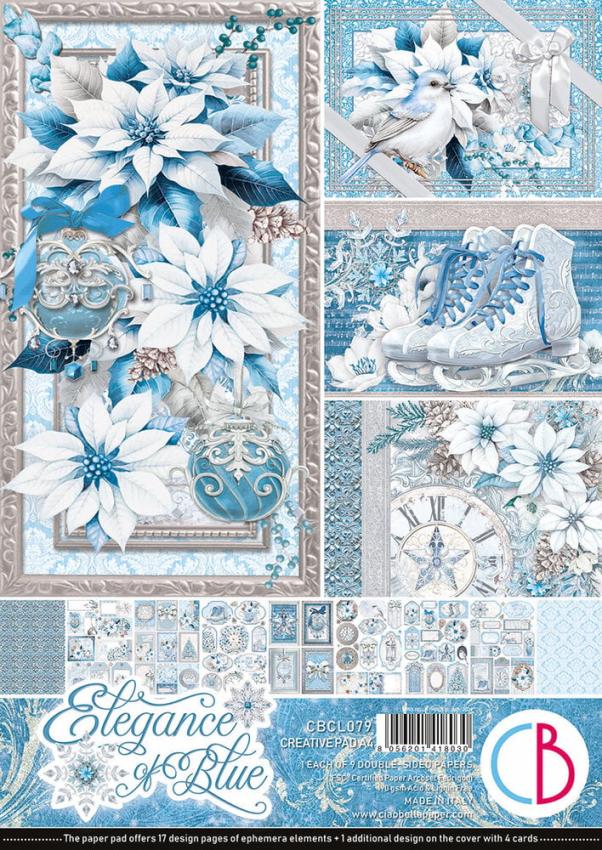 Ciao Bella - Stanzteile "Elegance of Blue" Creative Pad A4 - 9 Bogen