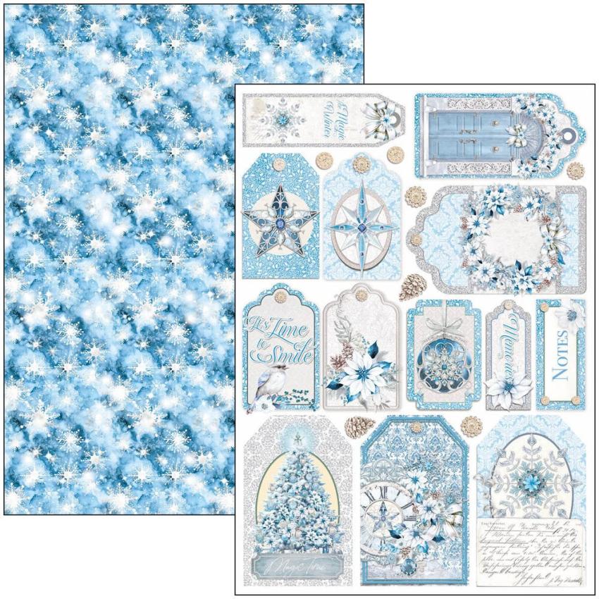 Ciao Bella - Stanzteile "Elegance of Blue" Creative Pad A4 - 9 Bogen