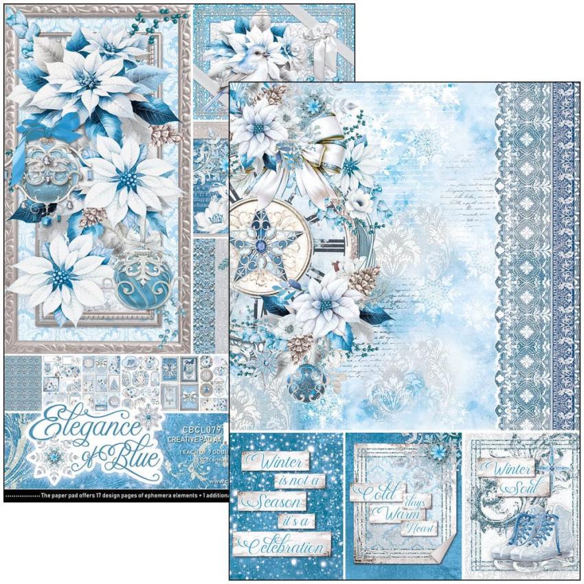 Ciao Bella - Stanzteile "Elegance of Blue" Creative Pad A4 - 9 Bogen