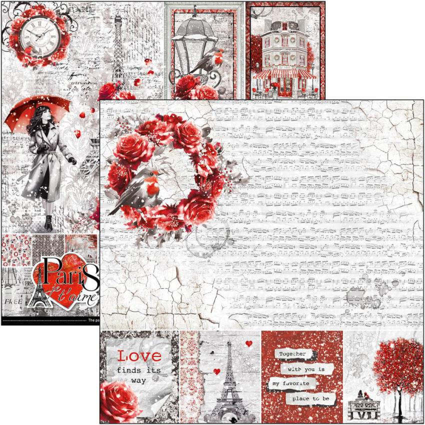 Ciao Bella - Designpapier "Paris Je t'aime" Paper Pack 12x12 Inch - 12 Bogen