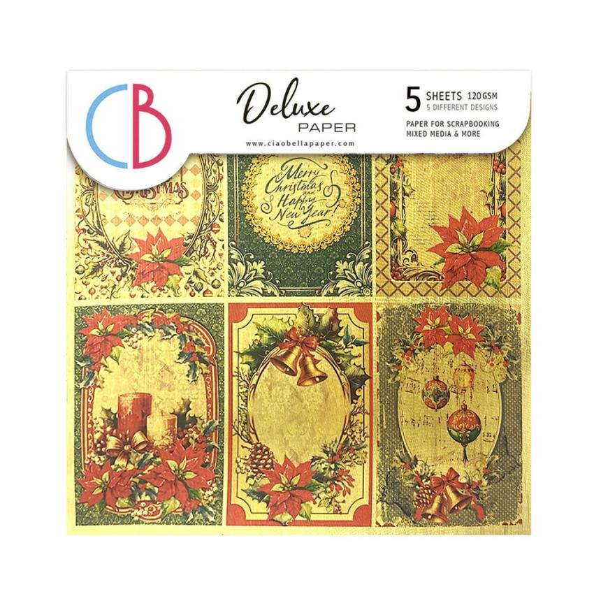 Ciao Bella - Designpapier "Gold" Deluxe Paper Pack 6x6 Inch - 5 Bogen