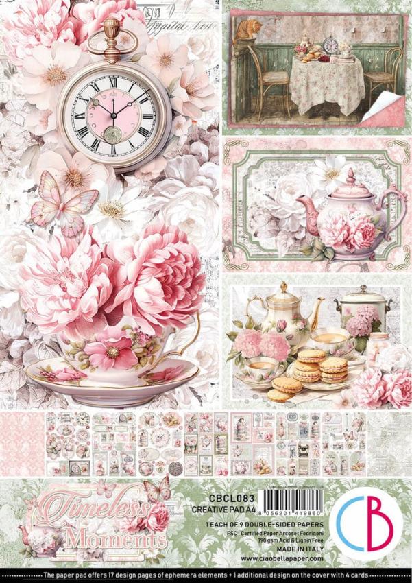 Ciao Bella - Stanzteile "Timeless Moments" Creative Pad A4 - 9 Bogen