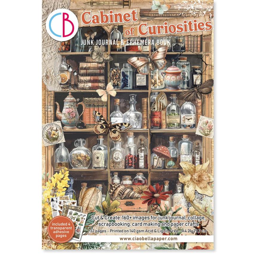 Ciao Bella - Designpapier & Stanzteile "Cabinet of Curiosities" Junk Journal Ephemera Book A4 - 32 Bogen