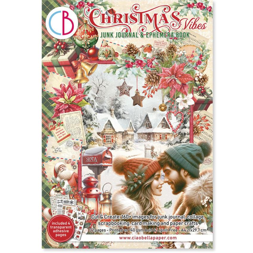 Ciao Bella - Designpapier & Stanzteile "Christmas Vibes" Junk Journal Ephemera Book A4 - 32 Bogen