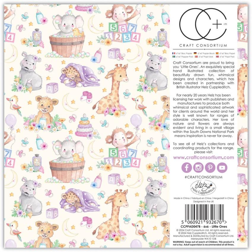 Craft Consortium - Designpapier "Little Ones" Paper Pad 6x6 Inch - 40 Bogen