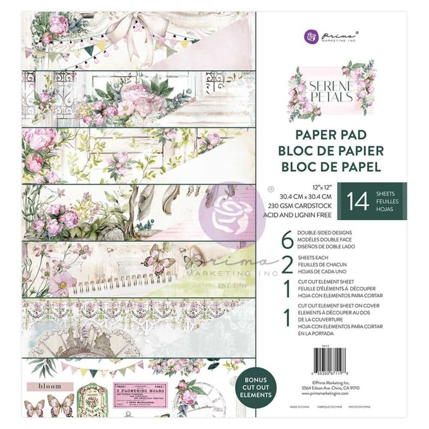 Prima Marketing - Designpapier "Serene Petals" Paper Pack 12x12 Inch - 14 Bogen